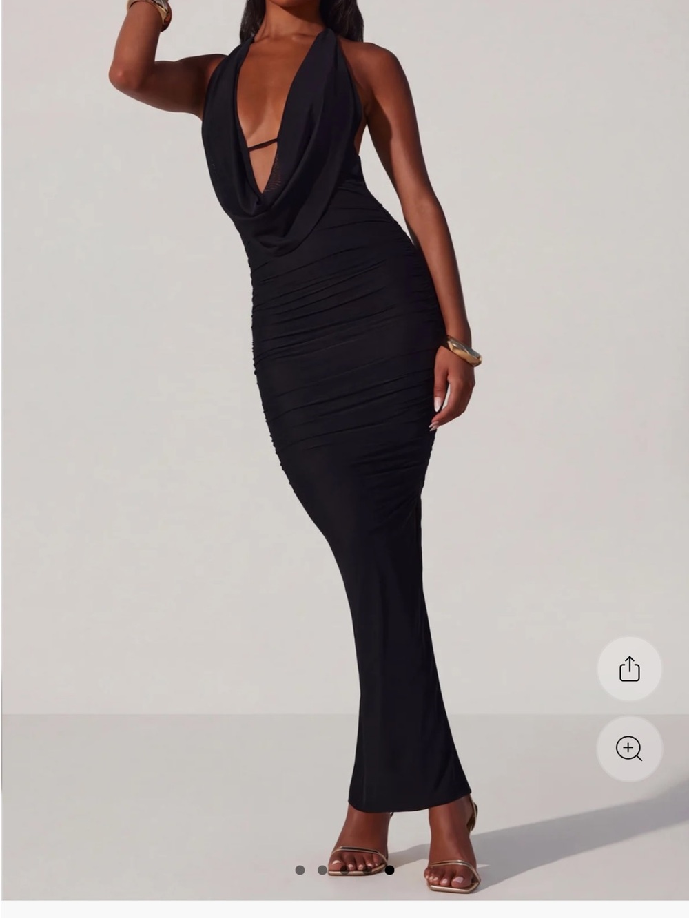 Black Halter Cowl Neck Maxi Dress